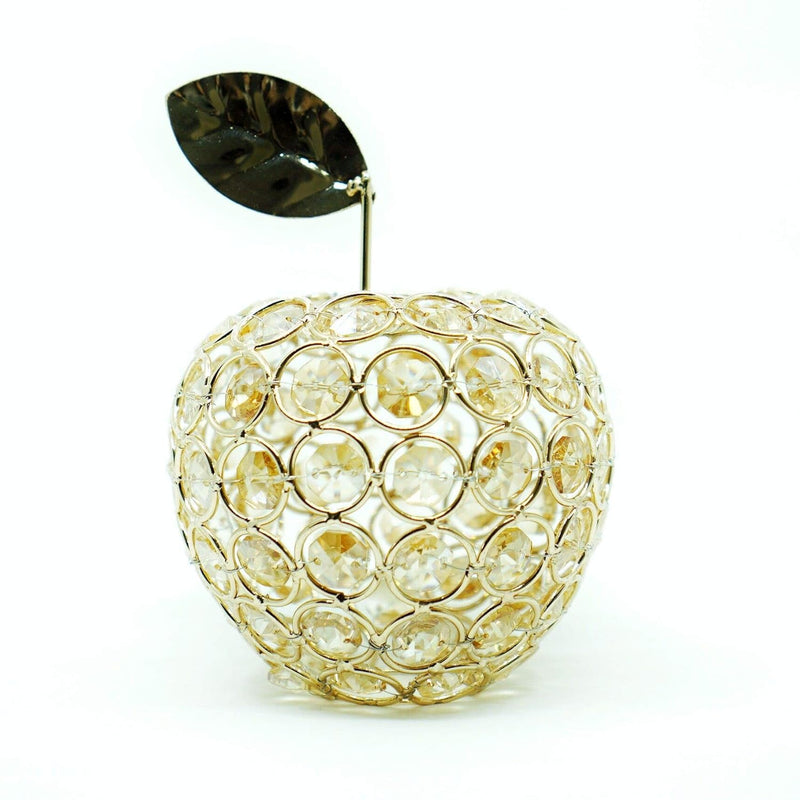 Crystal Apple Ornament, Gold Artificial Fruit Figurine, Nordic Handmade Wrough
