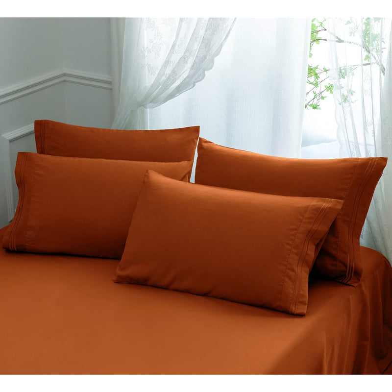 Microfiber Pillow Cases - King Size Set Of 4 - 1800 Thread Count Ultra Soft Ru