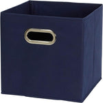 Set of 6 Foldable Fabric Storage Bins, Navy Blue, 81-1 Cubes with Handles