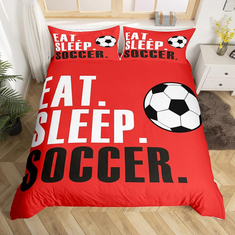 Football Comforter Cover Set Soccer Ball Sports Bedding Set For Boys Girls Wom