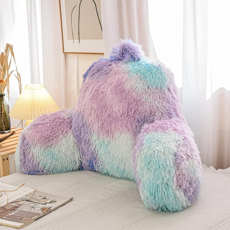 Faux Fur Reading Pillow Bed Wedge Large Adult Children Backrest With Arms Back