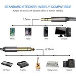 6.35Mm 1/4" To 3.5Mm 1/8" Male Trs Stereo Audio Cable With Alloy Housing And Nylon Braid For Smartphone, Pc, Home Theater, Amplifier And Mixing Console, 3.3Ft