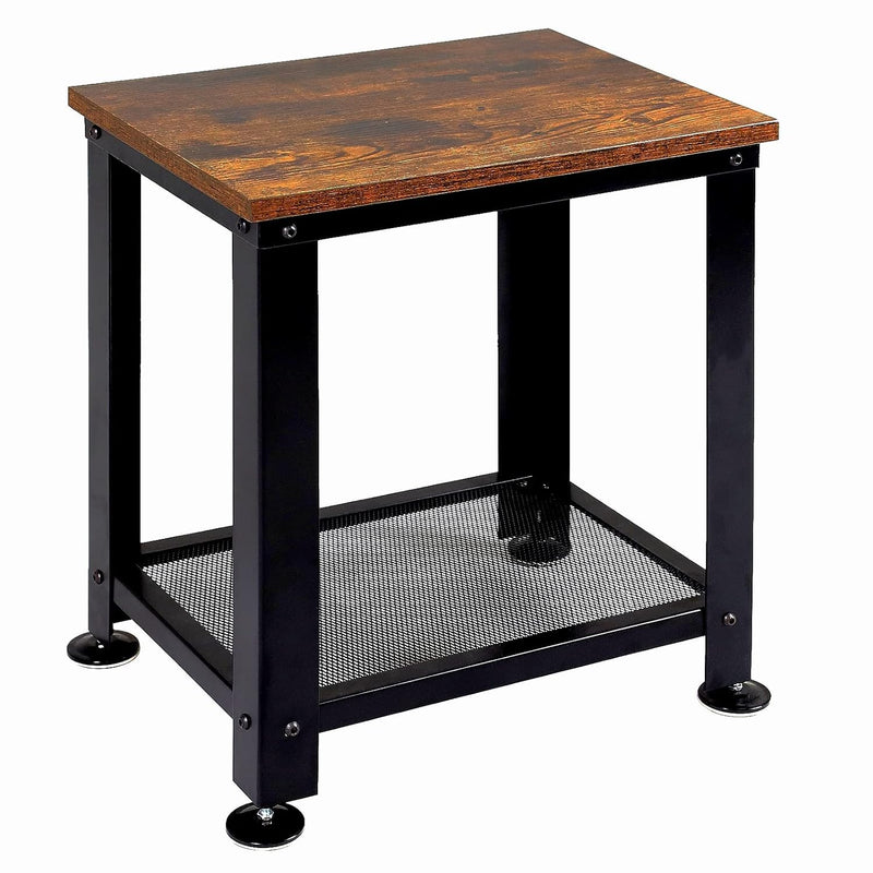 Small End Table, Industrial Side Table With Durable Steel Frame, Slim Night Ta