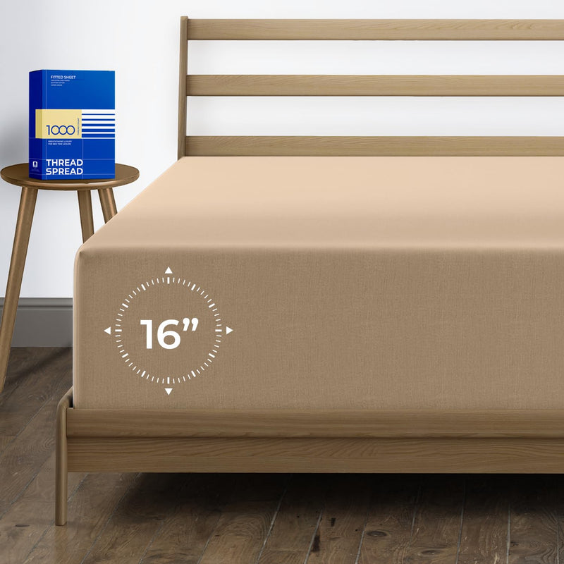 1000 Thread Count 100% Egyptian Cotton Fitted Sheet, Taupe King Fitted Sheet,