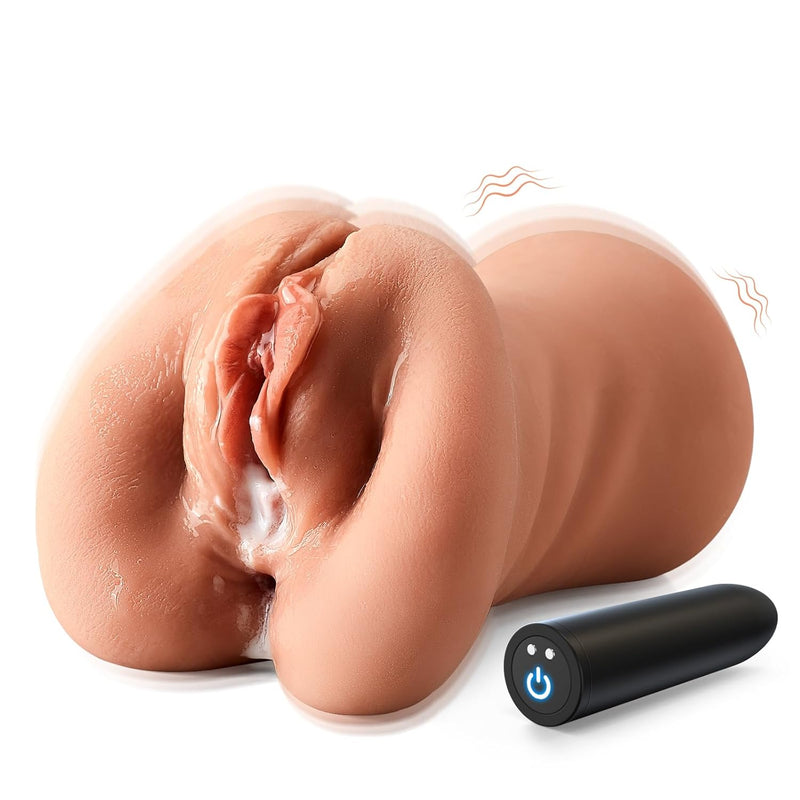3 In 1 Pocket Pussy Male Masturbator With Bullet Vibrator 10 Patterns-Adult Sex Toy For Men Penis Stimulation,Blowjob Stroker Toy With 3D Realistic Tight Anus&Real Mouth For Man Masturbation Pleasure