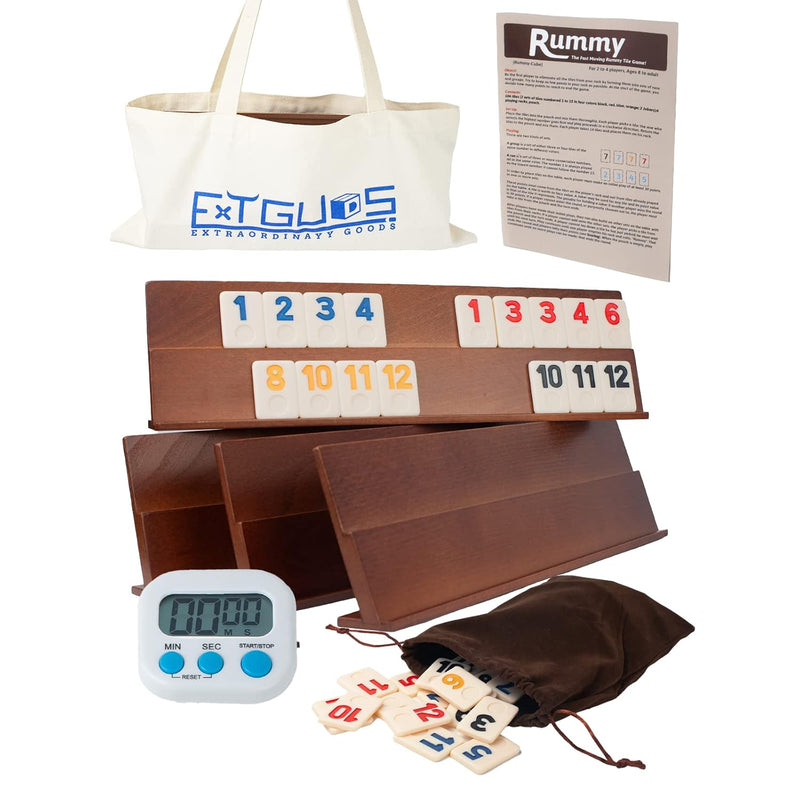 Deluxe Rummy Cube Game Set, 106 Tiles Rummy Cube Game,Classic Wooden Rummy Gam