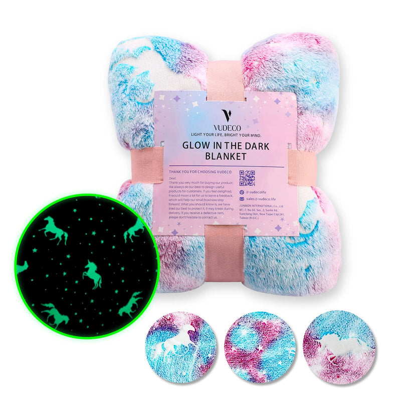 Glow In The Dark Blanket For Kids Throw Blanket 50 X 60 Inches- Rainbow Unicor