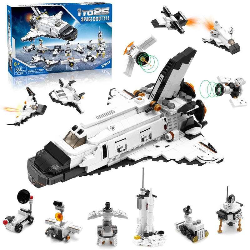 Space Shuttle Building Toys, 25 In 1 Aerospace Building Kit For Kids To Ass