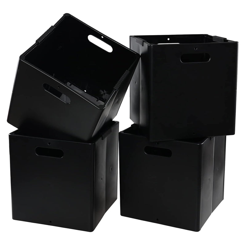20 Quart Collapsible Storage Cube Organizer Bins, Plastic Storage Cubes, Black,
