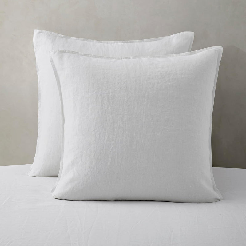 Linen Pillow Cases Euro Sham - 26 X 26 Inch Bed Pillow Protector Cover Set Of