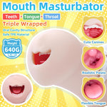 Male Masturbator Mouth Adult Sex Toys Lifelike Textured Vagina Blowjob Pocket Pussy Stroker Canines Tongue Throat Triple Wrapped Sex Toy For Men