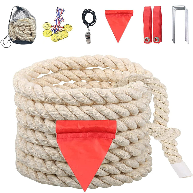 Tug Of War Rope For Kids And Adults, Natural Twisted Cotton Rope, Outdoor G