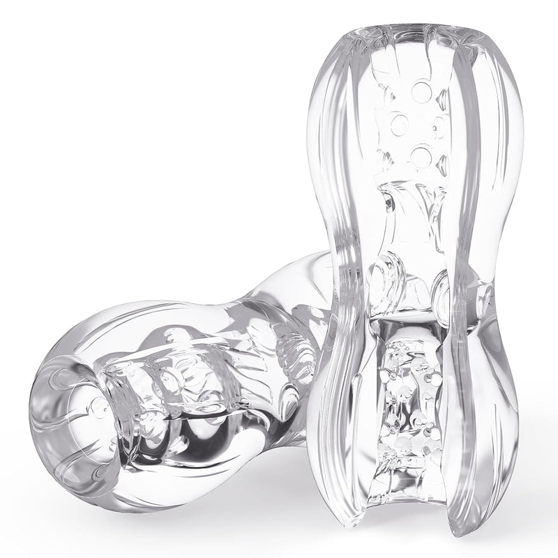 Male Masturbators Adult Sex Toys For Men, Open Ended Pocket Pussy Stroker With Vagina Textured, Portable Male Sex Toy For Mens Blowjob Penis Masturbation Sleeve Cup Transparent