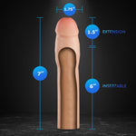 Blush Sex Toys For Men - Performance Plus Resilience Realistic Penis Extender Sleeve - 7 Inch - Dual Density Liquid Silicone Reusable Cock Sleeve - Penis Extension Enlarger Male Pleasure Tool - Beige