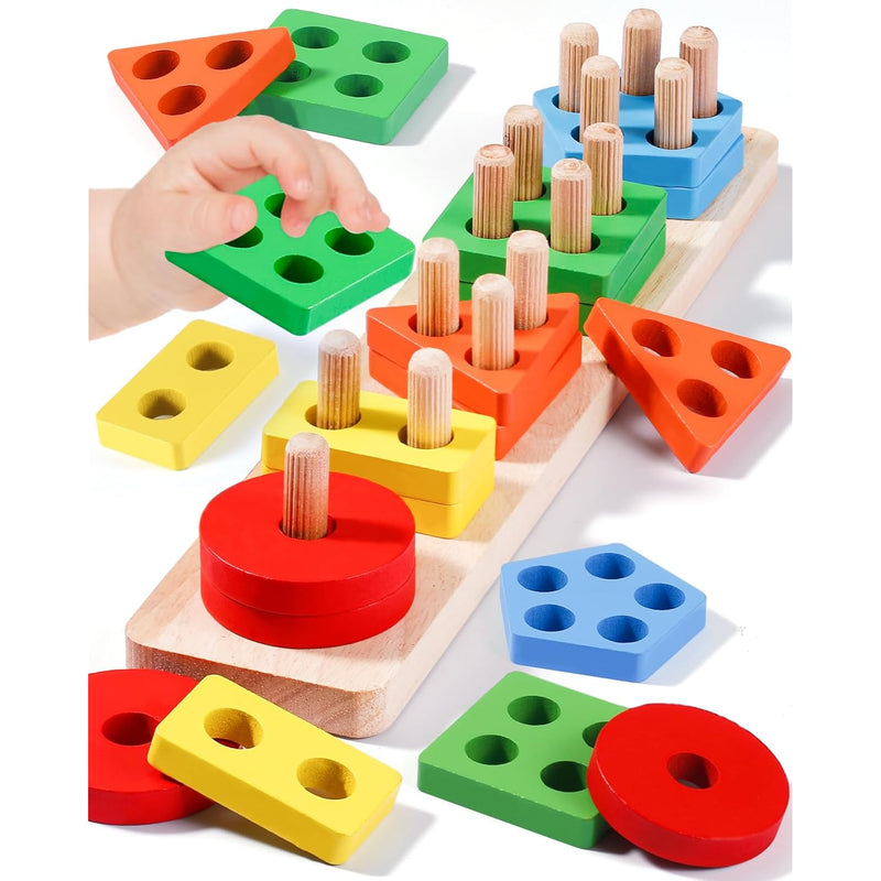 Montessori Toys For 1 2 3 Year Old Boy Girl, Wooden Sensory Toys For Toddle