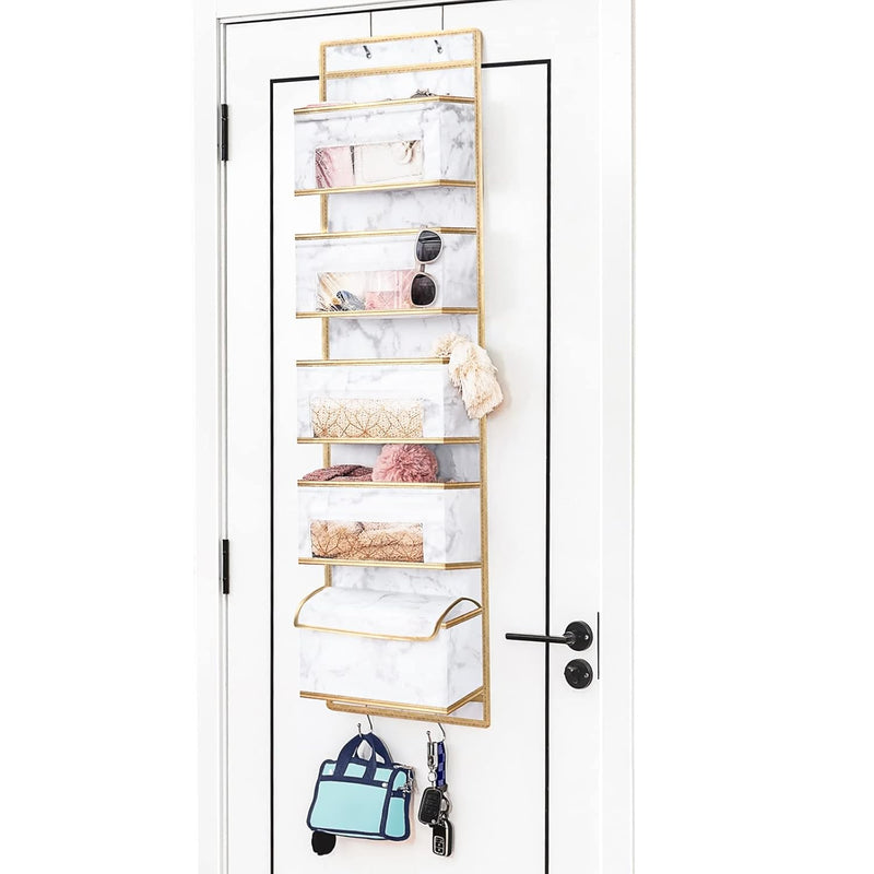 Over Door Hanging Organizer - Closet Door Storage Organizer 5 Large Pockets, Doo