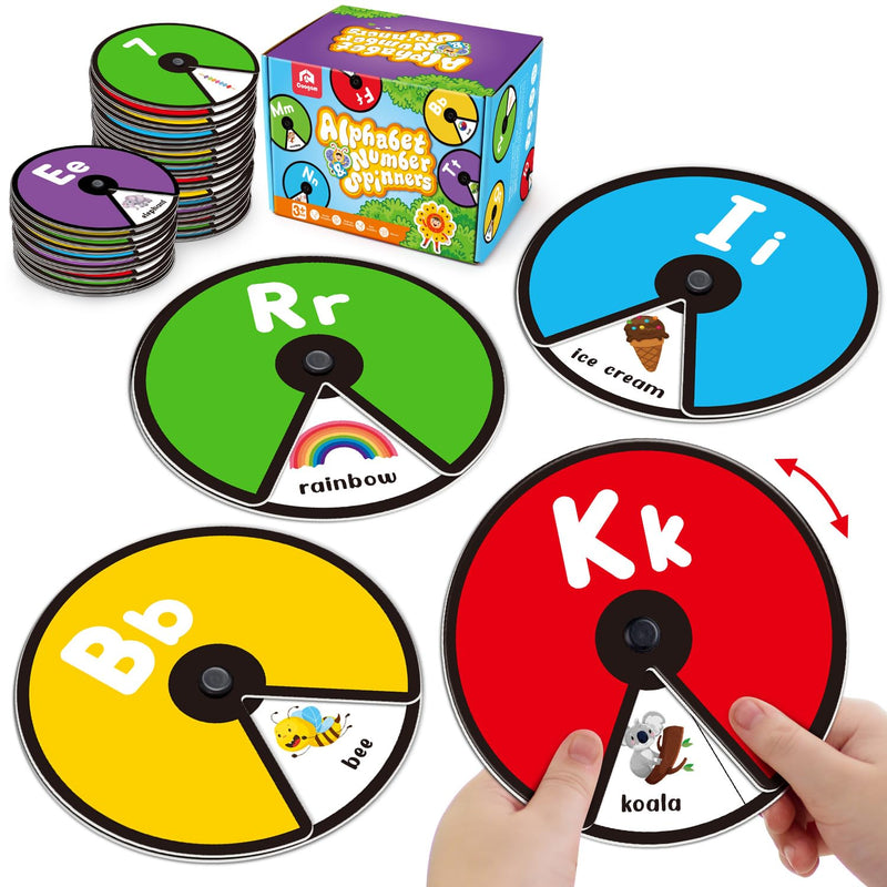 Coogam Interactive Alphabet Spinning Card for Toddler, ABC Letters Numbers
