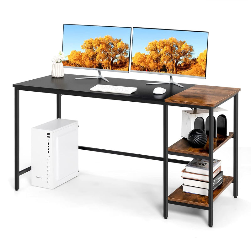 Multifunctional Computer Desk, Industrial Study Writing Desk W/Removable Stora