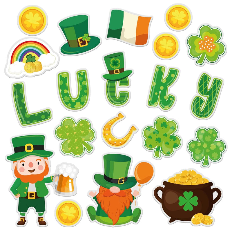40Pcs St Patrick'S Day Thick Gel Clings Cute Lucky Shamrock Rainbow Elf Window