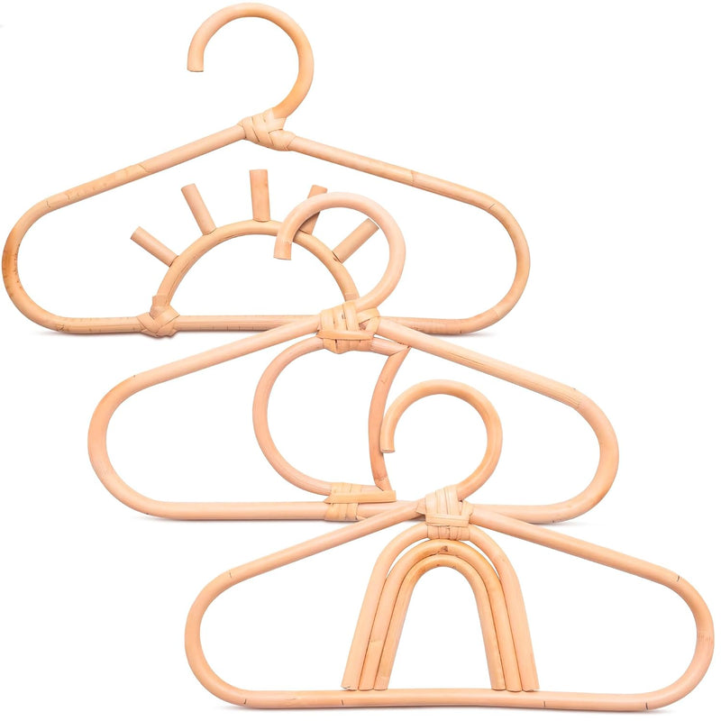 3Pcs Rattan Closet Hanger For Kids Clothes - Baby Clothes Organizer For Kids Han