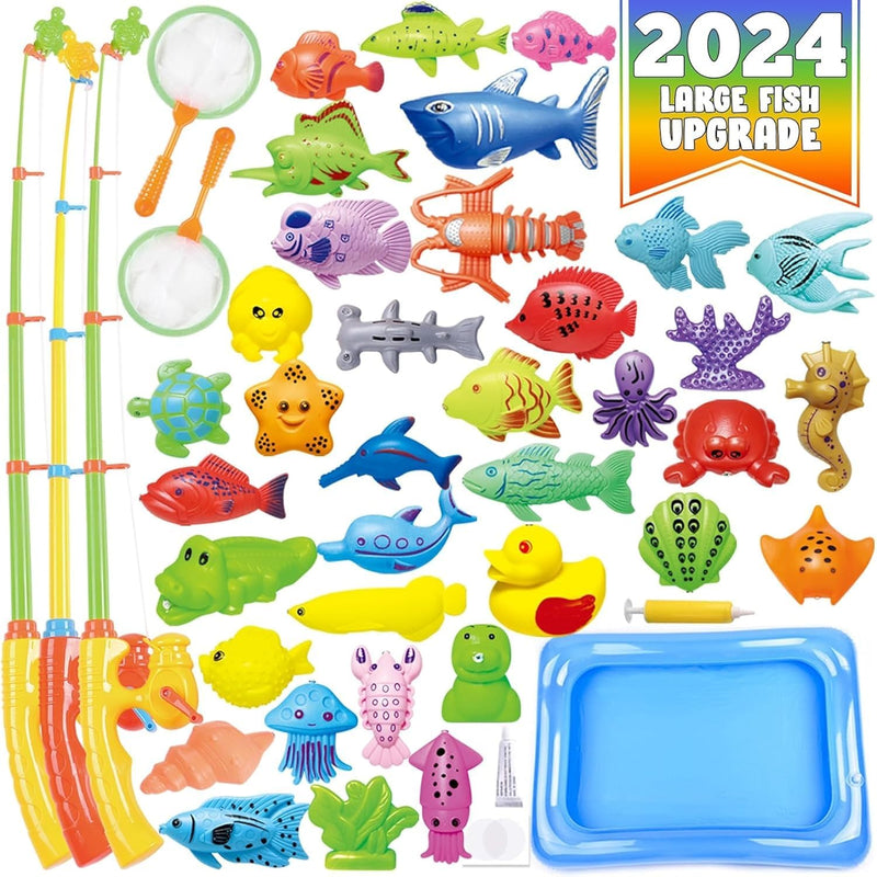 Kids Pool Fishing Toys Games Summer Magnetic Floating Toy Magnet Pole Rod F
