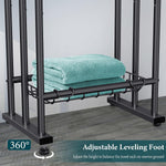 40" H Free Standing Towel Rack, 3 Tier Alloy Steel Stand with Basket, Blanket Drying and Display Rack for Oversized Bath Towels Bathroom Accessories, Next to Tub or Shower (Black)