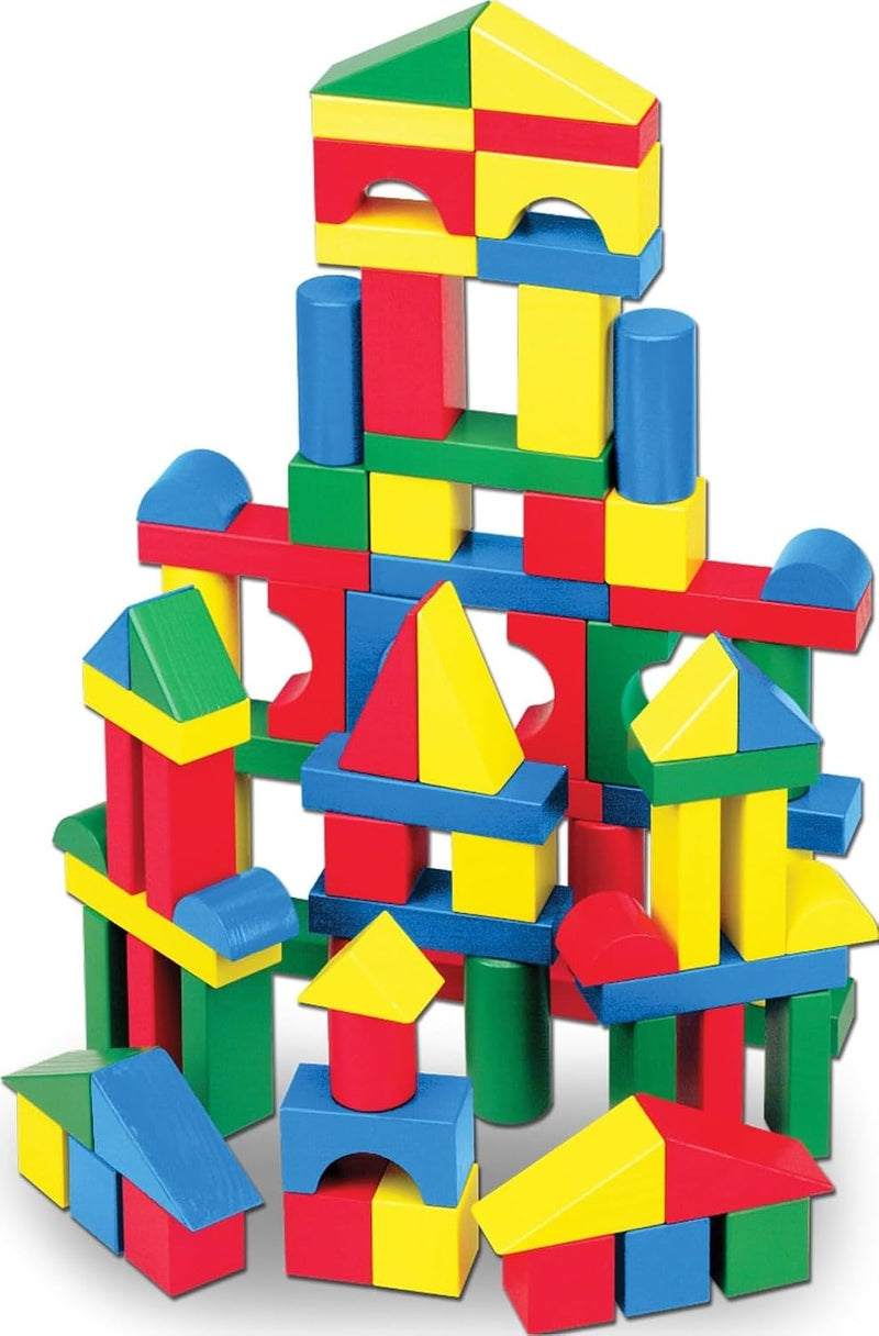 100-Piece Wooden Building Blocks Set for Toddlers Ages 2+