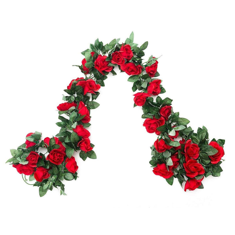 2 Pack (16Ft) Artificial Rose Vine Flowers Plants Fake Flower Vine For Wedding