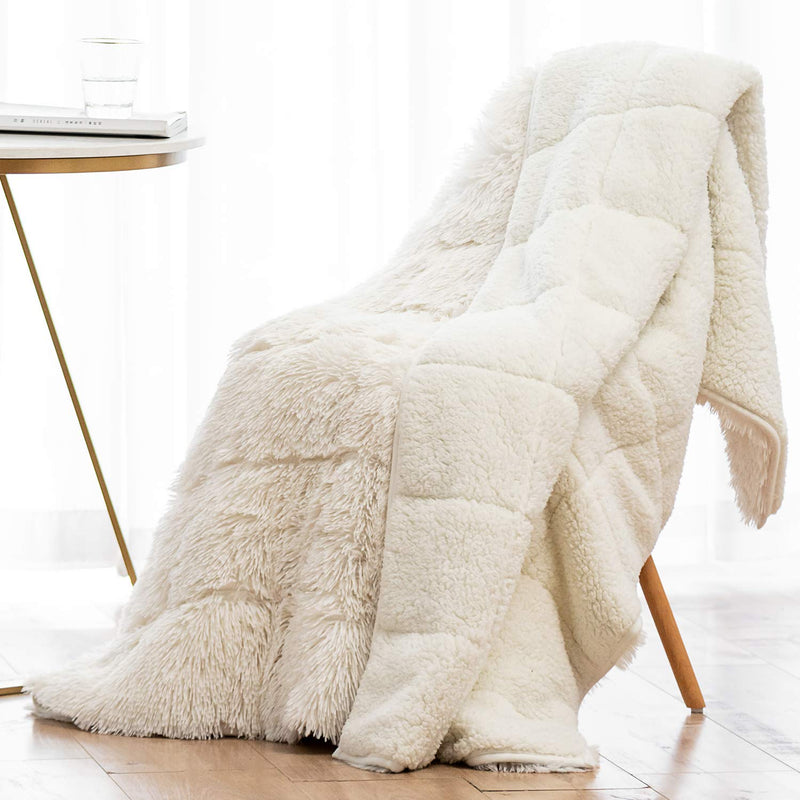 Shaggy Long Fur Faux Fur Weighted Blanket, Cozy And Fluffy Plush Sherpa Long H