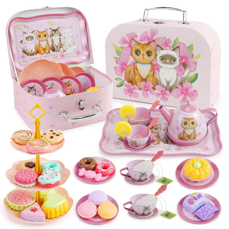 Tea Party Set For Little Girls, 50Pcs Kitchen Pretend Play Tea Set For Toddler