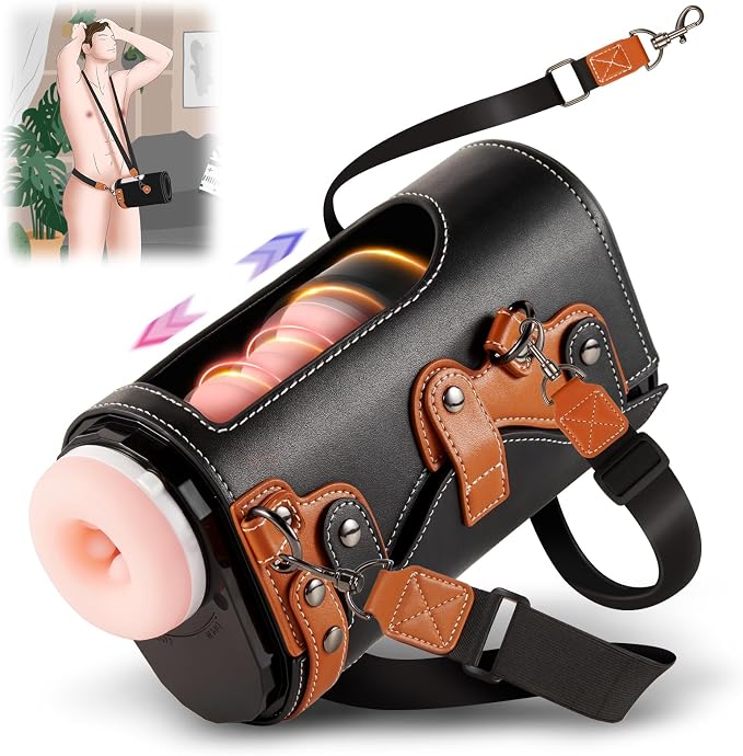 Automatic Wearable Male Masturbator with 10 Thrusting Modes, 2 TPE Sleeves & Strap