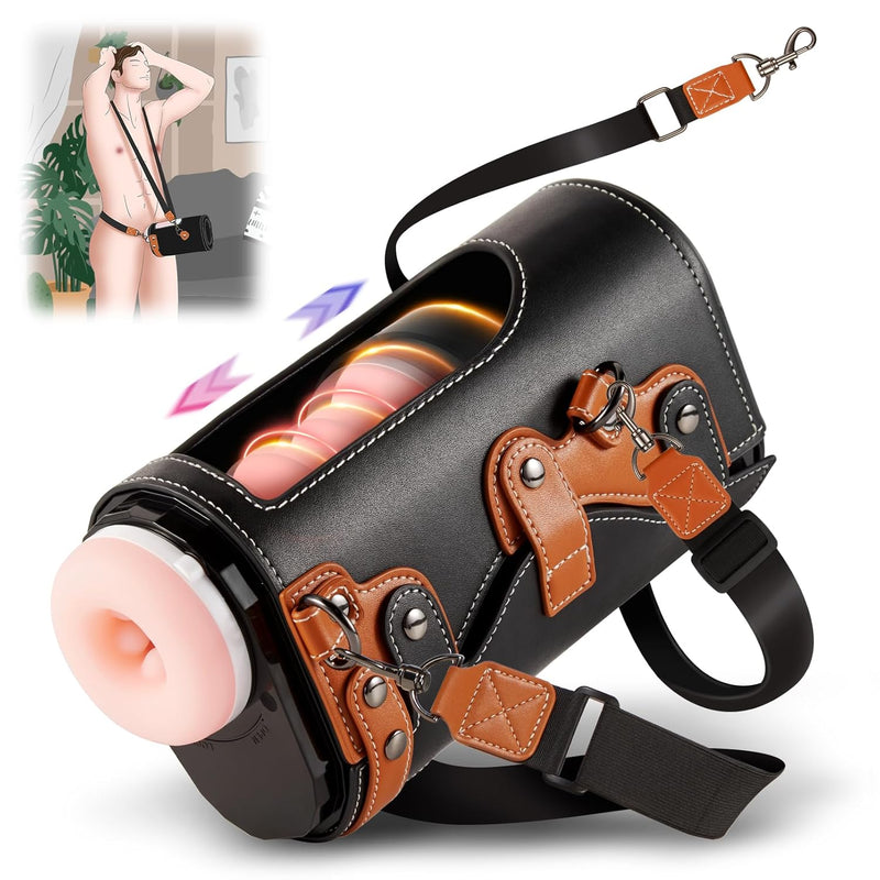 Automatic Male Masturbators Cup - Hands Free Visible Masturbator Cup Blowjob Machine With 10 Thrusting & 2 Realistic Sleeves & Wearable Strap Adult Sex Toys For Men Pleasure | 50Db Quiet