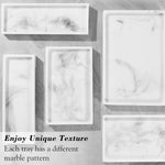 Bathroom Tray for Counter, Resin Bathroom Vanity Tray, Marble Tray with Feet, 11" x 4" Kitchen Soap Tray, Marble Tray for Soap Dispenser Perfume, Toilet Tank Tray, Small, White Marble