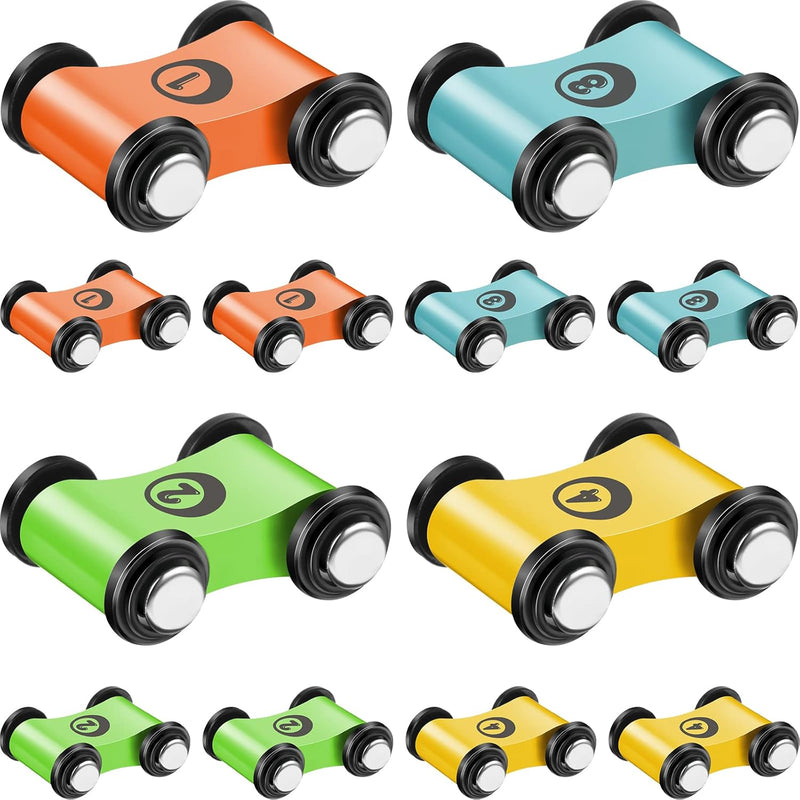 12 Pieces Mini Wooden Car Ramp Wooden Race Track Toy Car Toddler Car for Ra