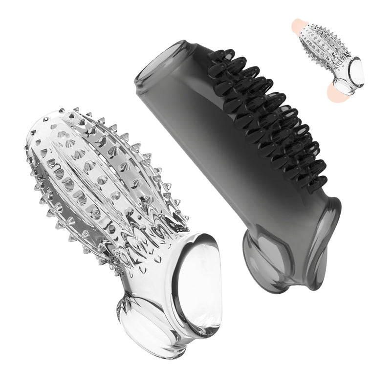 Penis Sleeves Reusable Cock Rings, 2 Pcs Cock Sleeves Enlarger Penis Extender Delay Ejaculation Male Sex Toy Enhancement
