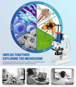 Kids Microscope Science Kit 100X-1200X with LED Light and 58 Pieces