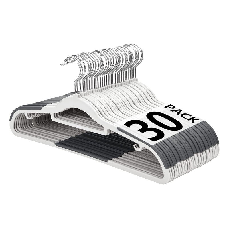 Plastic Hangers, Hangers Non Slip 30 Pack, Non-Staining Space Saving Hangers, 17