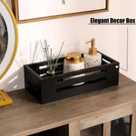 Black Decor Box Bathroom Toilet Tank Basket Topper,Wood Bathroom Baskets,Back of Toilet Storage Basket for Toilet Paper Storage