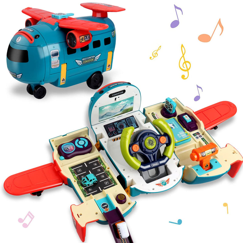 Dwi Dowellin Airplane Car Toy,Steering Wheel Toys for 3 4 5 6 Year Old Boys