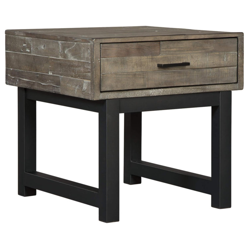 Signature Design By Ashley Mondoro Industrial Square End Table, Gray Brown & B