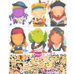 24 Sheets Pirate Make-a-Face Stickers for Kids, Party Favors & Craft Activity