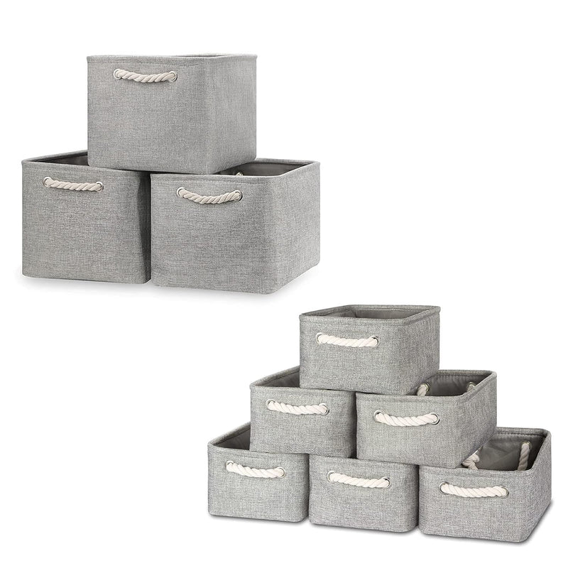 Baskets Set Fabric Storage Bins-Grey Bundled Baskets Of 3 Medium Baskets 15" X 1