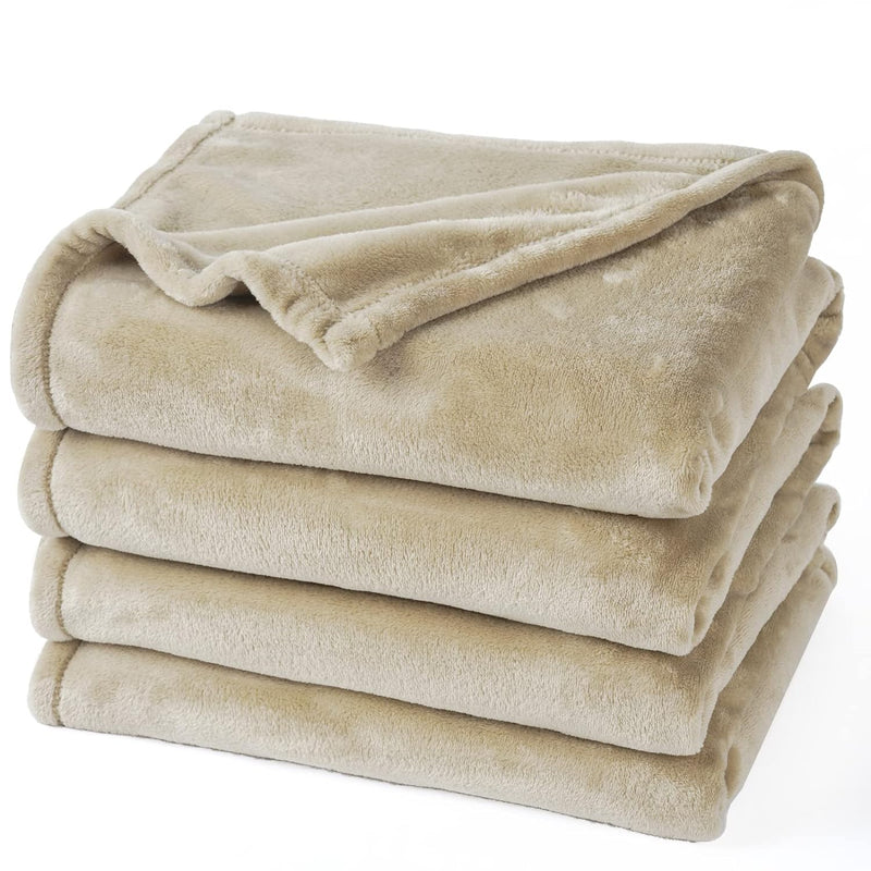 Ultra Soft Fleece Blanket King Size, No Shed No Pilling Luxury Plush Cozy 300Gsm Lightweight Blanket For Bed, Couch, Chair, Sofa Suitable For All Season, 108" X 90", Khaki