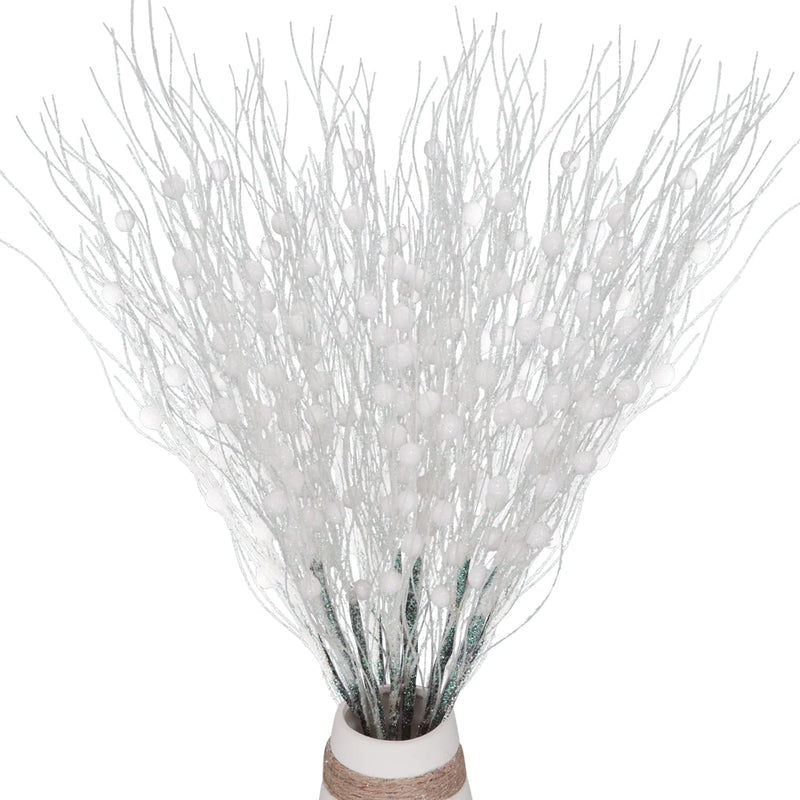 10 Pcs Artificial Glitter Berry Stems For Christmas Tree Picks Curly Sprays Fa
