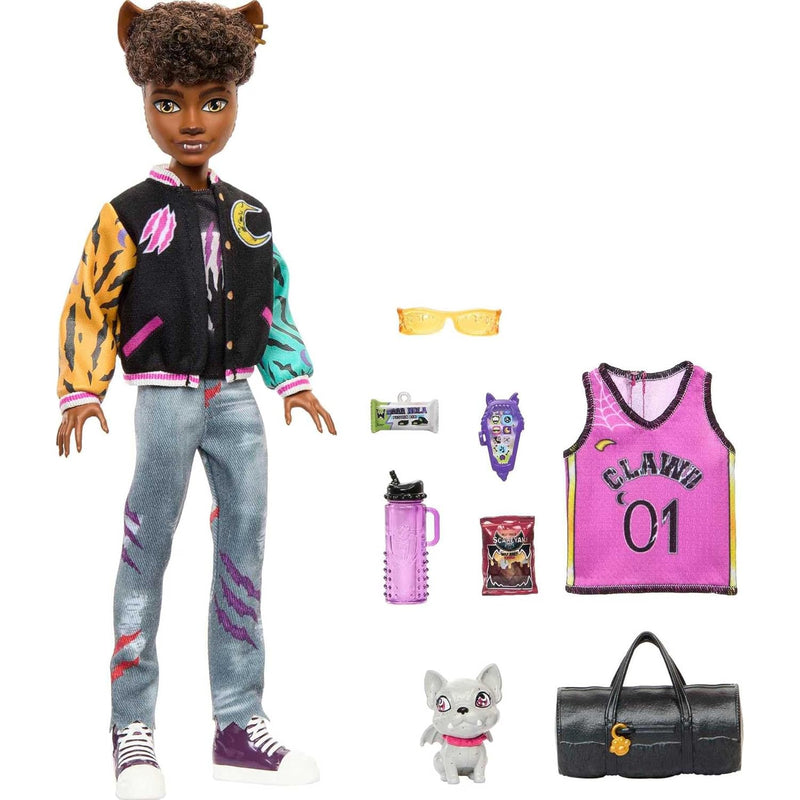 Monster High Doll, Clawd Wolf Werewolf with Pet Gargoyle Bulldog & Themed A