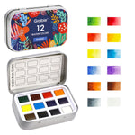 12 Color Travel Watercolor Paint Set, Pocket Palette for Art & Self-Expression
