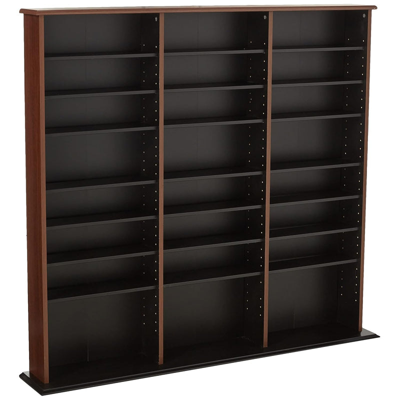 Triple Width Wall Storage Cabinet, Cherry And Black