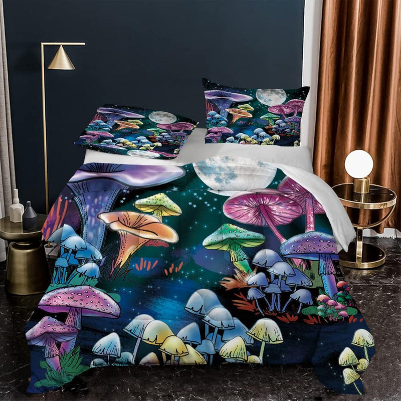 Mushroom Bedding Twin Comforter Set 3D Glowing Mushroom Comforter Kids Comfort