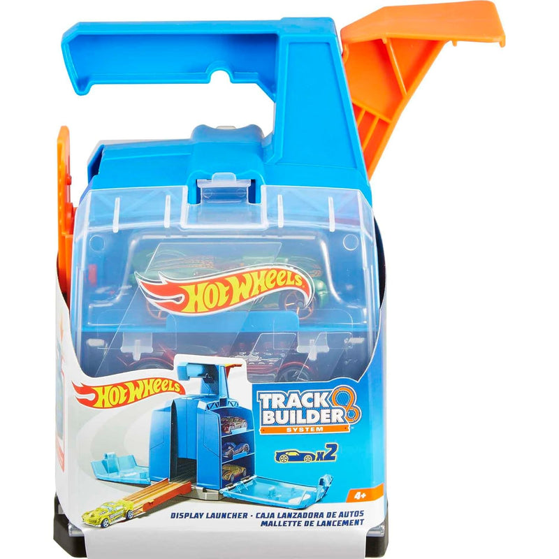 Hot Wheels Toy Car Track Set, Display Launcher & 2 1:64 Scale Vehicles, Vis