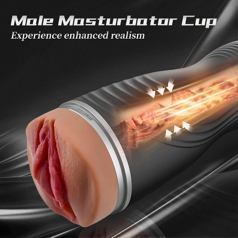 Male Masturbator Cup Sex Toys For Men, Realistic Pocket Pussy With 8.5In Depth Textured Vagina, Men Masturbation Stroker For Penis Training, Portable Pocket Pussies Blowjob Sex Machine Adult Toy